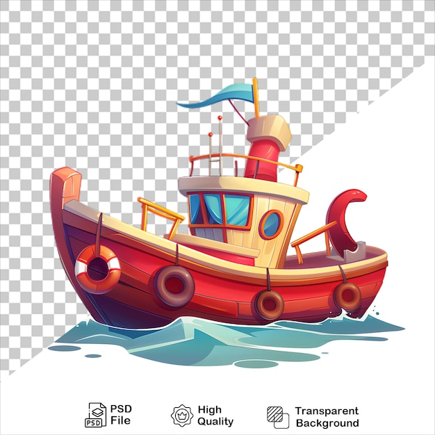 PSD isolated cartoon wooden boat on transparent background