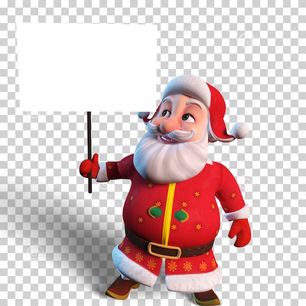 Isolated Character Illustration of Santa Claus holding blank white placard for Christmas design