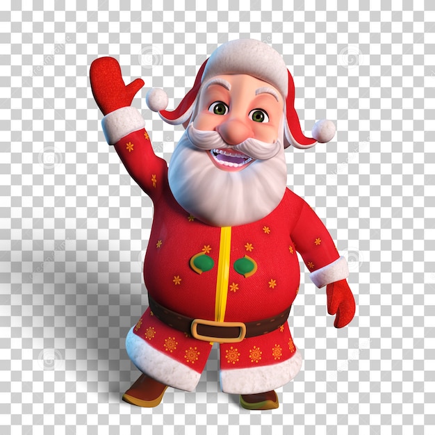 Isolated Character Illustration of Santa Claus waving hand for Christmas design