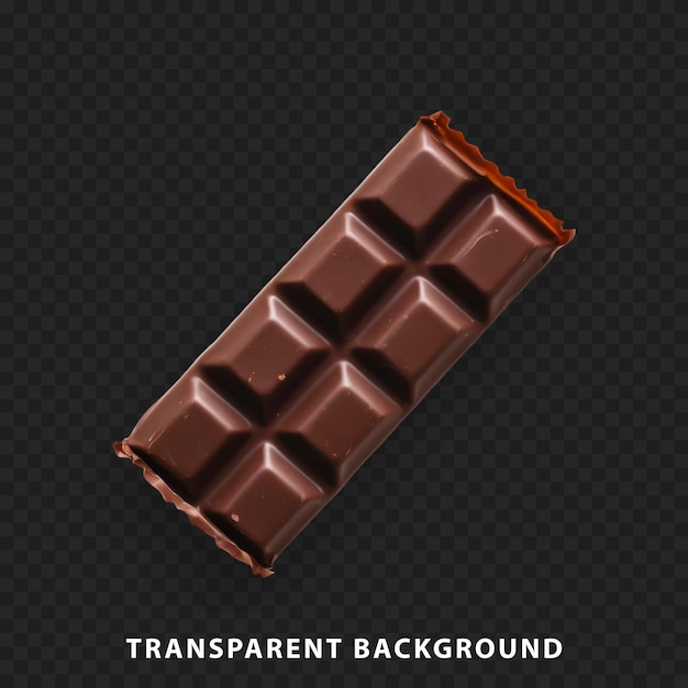 Isolated chocolate bar on transparent background rich and sweet treat