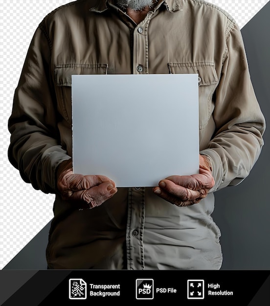 isolated close up mans hands with papers on a gray background png