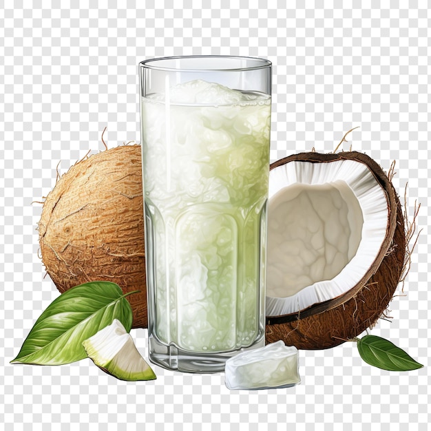 PSD isolated coconut water style png with white background cartoon generative ia