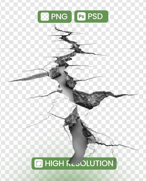 Isolated Crack PNG on Transparent Background Fragmented and Broken Surface Illustration for Design Projects