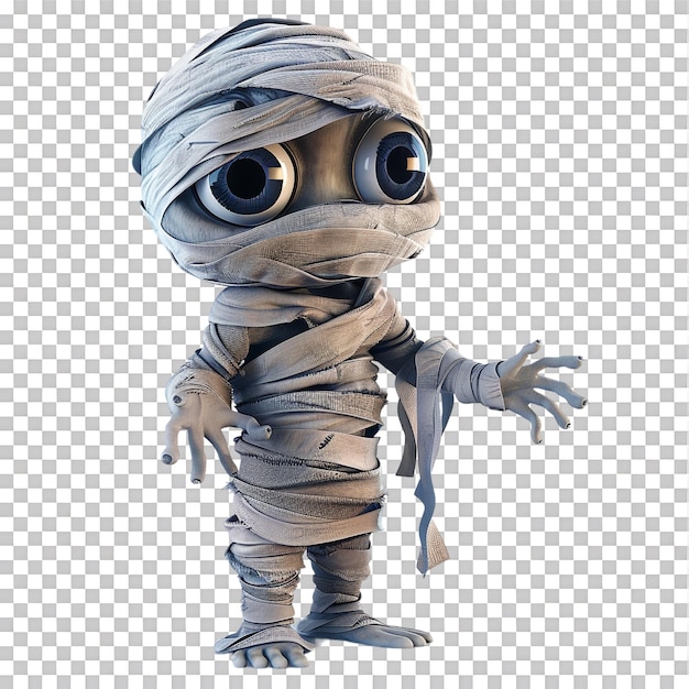 PSD isolated cute mummy in 3d cartoon style on transparent background