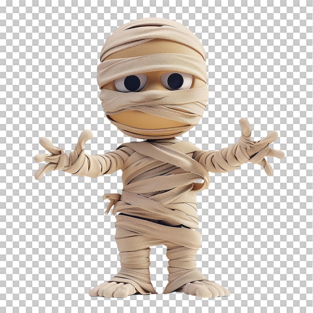 PSD isolated cute mummy in 3d cartoon style on transparent background