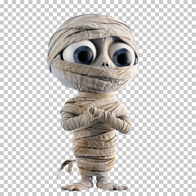 PSD isolated cute mummy in 3d cartoon style on transparent background