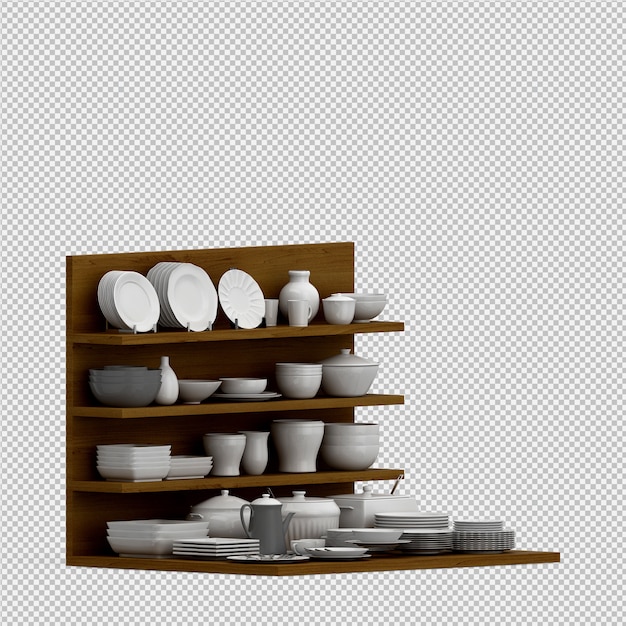 Isolated dishes 3D isolated render