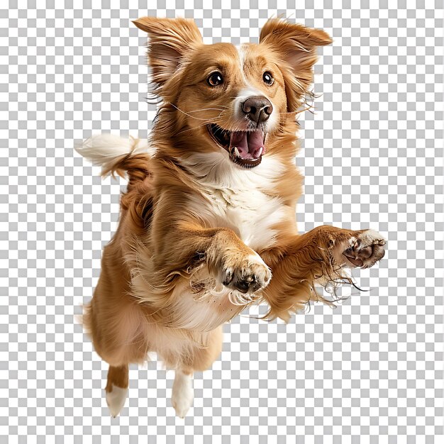 PSD isolated dog jumping on transparent background ai generated