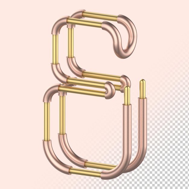 Isolated Elegance Copper and Gold 3D Render Letter 8