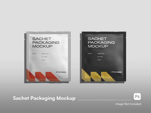 Isolated Front View Modern Sachet Packaging 3D Mockup