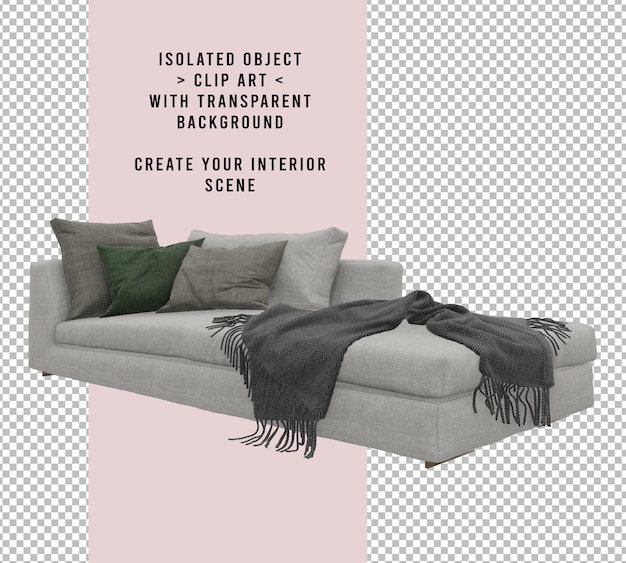 Isolated furniture sofa with a transparent background clip art