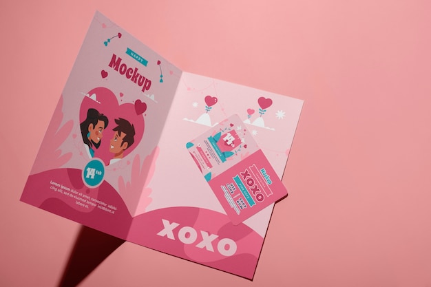 Isolated gift card mockup for happy st valentine's day