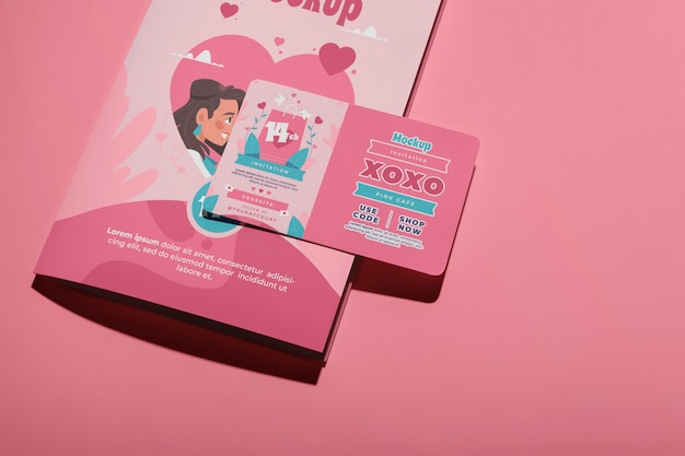 Isolated gift card mockup for happy st valentine's day