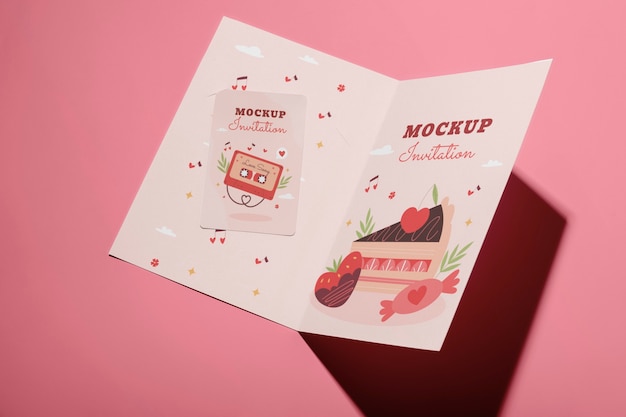 Isolated gift card mockup for happy st valentine's day