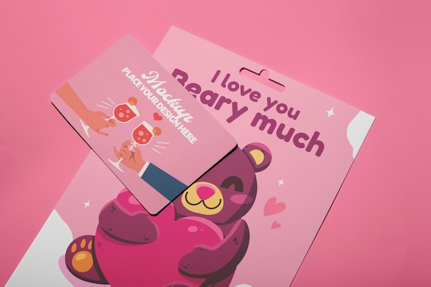 Isolated gift card mockup for happy st valentine's day