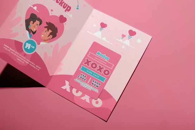 Isolated gift card mockup for happy st valentine's day