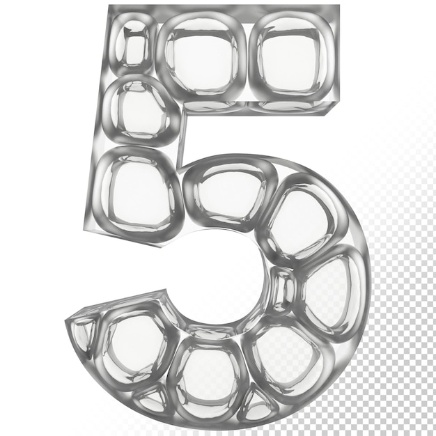 Isolated Glass 3D Letter 5