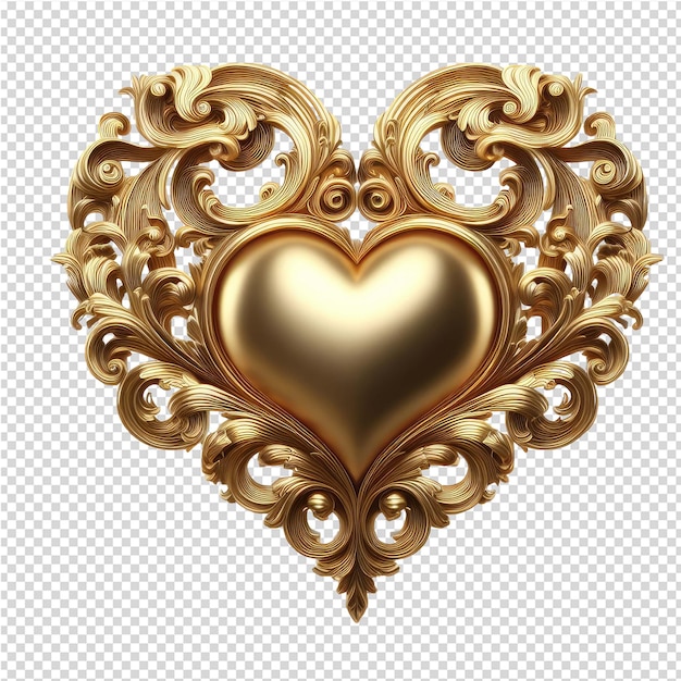 Isolated Gold Heart on a Clear PNG Canva