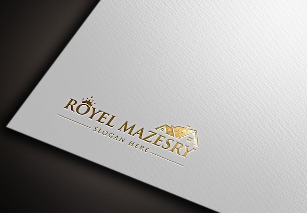 Isolated golden luxury logo mockup on white paper