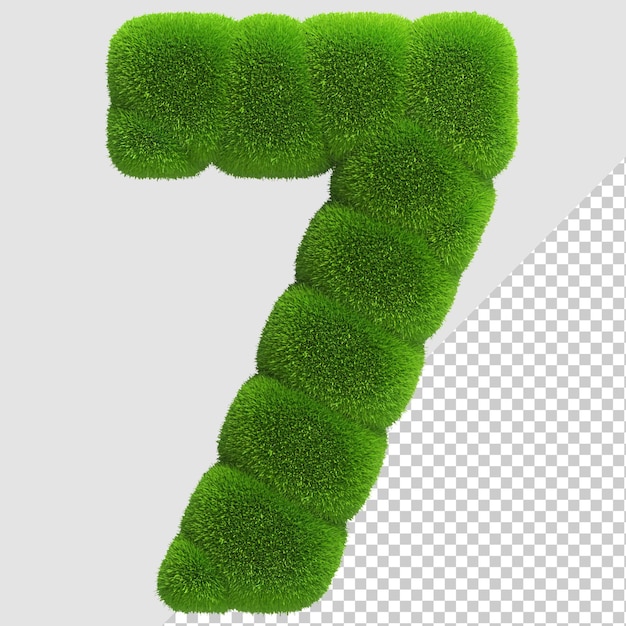 Isolated Grass 3D Render Letter 7