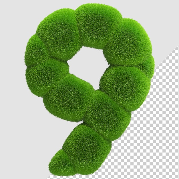 Isolated Grass 3D Render Letter 9