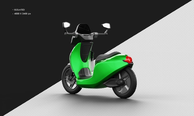 Isolated green Metallic Modern Sport Electric Scooter from Left Rear View