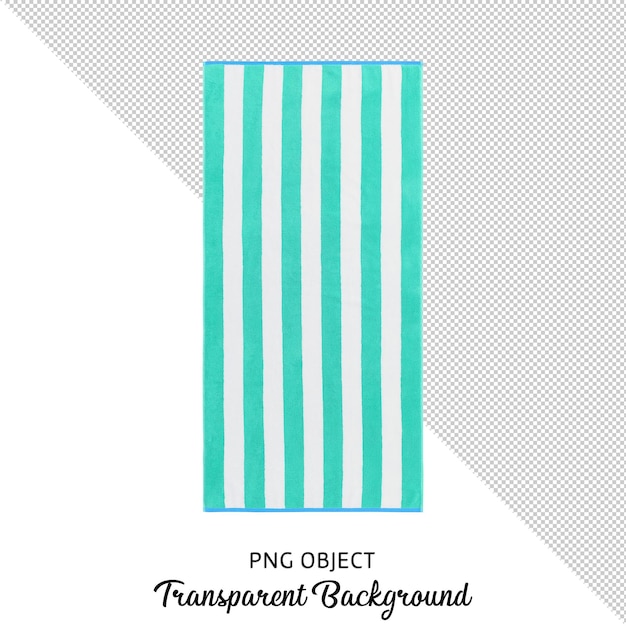 Isolated green and white striped beach towel png