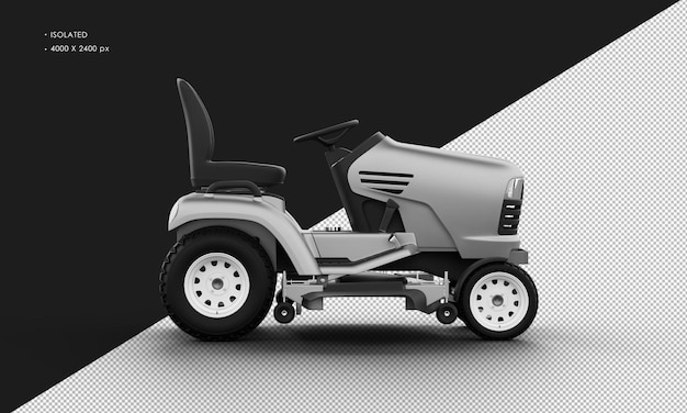 Isolated grey Titanium Metal Matte Modern Lawn Mower from Right Side View