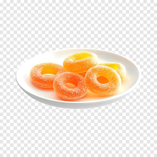 PSD isolated gummy candies peach rings on a transparent background perfect for candy displays