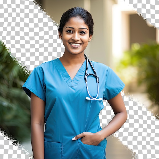 Isolated Indian woman nurse smiling and cheerful