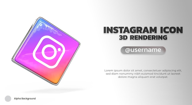 Isolated instagram icon for social media marketing template in 3d rendering