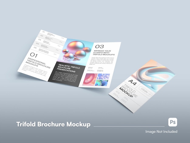 Isolated Isometric A4 Bifold Brochure Mockup