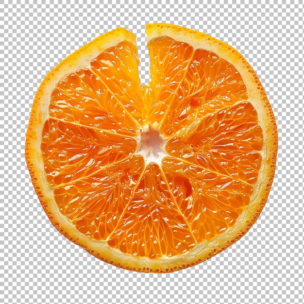 Isolated juicy ripe orange slice on white background