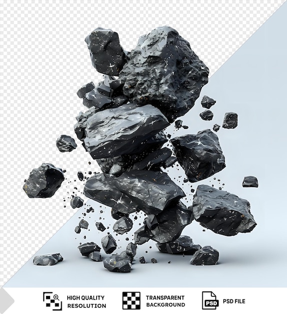 isolated lava stones png and psd image featuring a black rock and a gray rock in the background