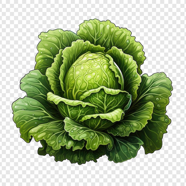 PSD isolated lettuce style png with white background cartoon generative ia