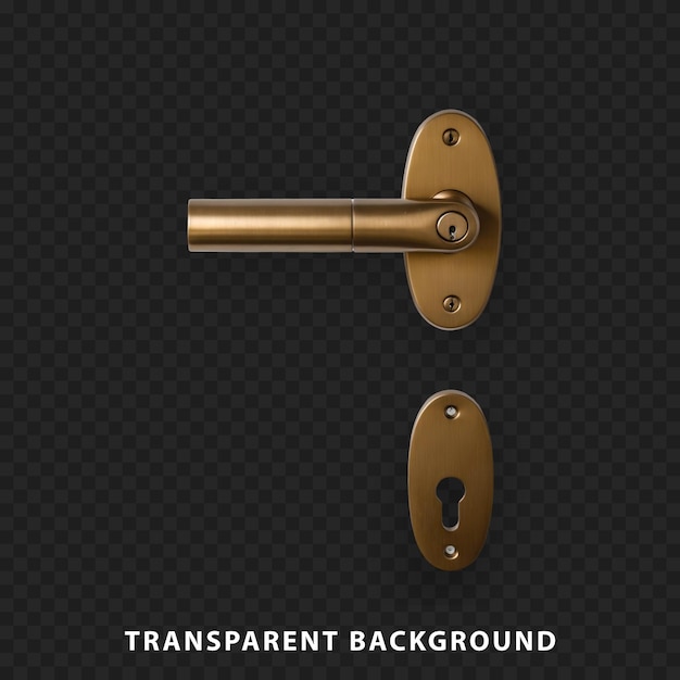 PSD isolated lock handle on transparent background for home security design