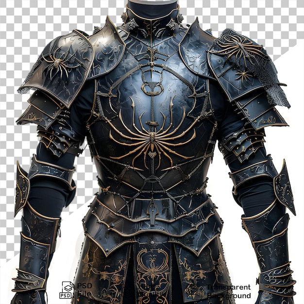 PSD isolated medieval knight armor design with no background