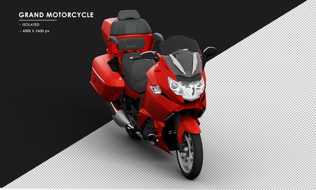 Isolated Metal Red Grand Motorcycle from Right Front Angle View