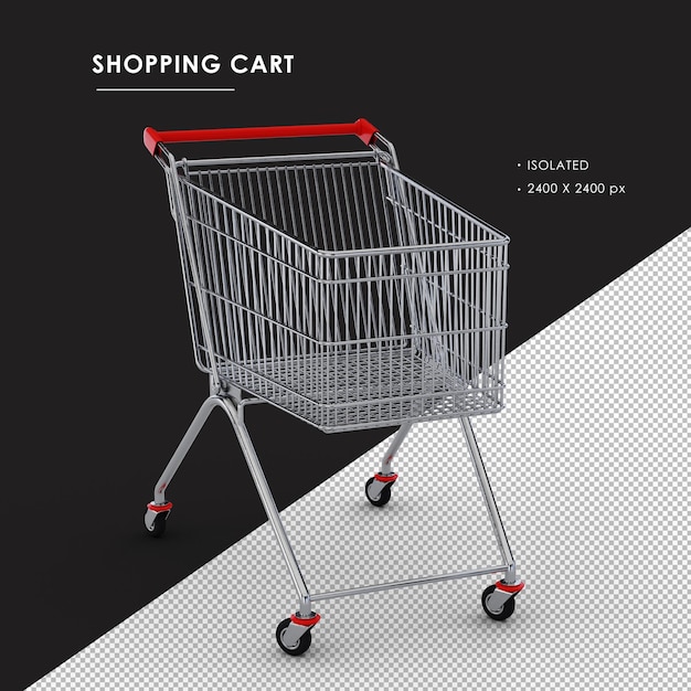 Isolated Metal Shopping Cart  From Top View Angle