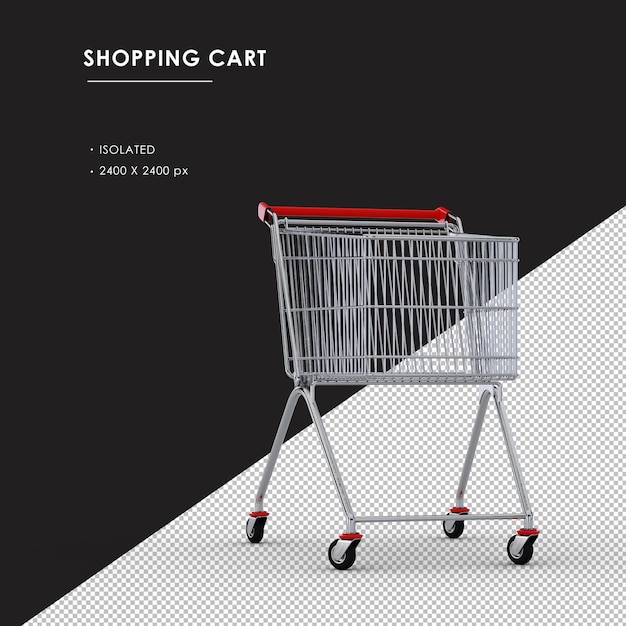 Isolated Metal Shopping Cart Front Right Angle View