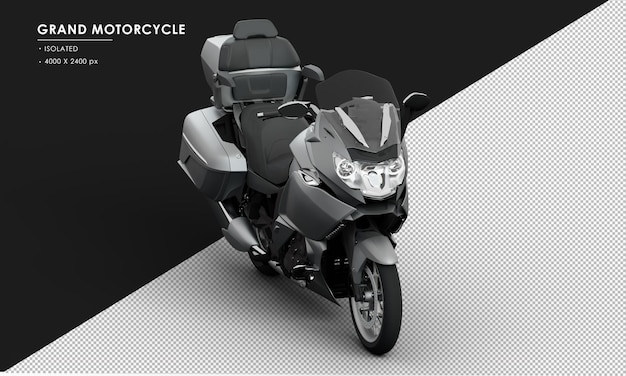 Isolated Metal Titanium Grey Grand Motorcycle from Right Front Angle View