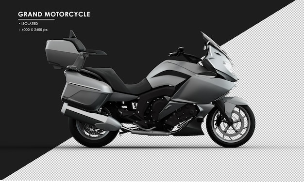 Isolated Metal Titanium Grey Grand Motorcycle from Right Side View