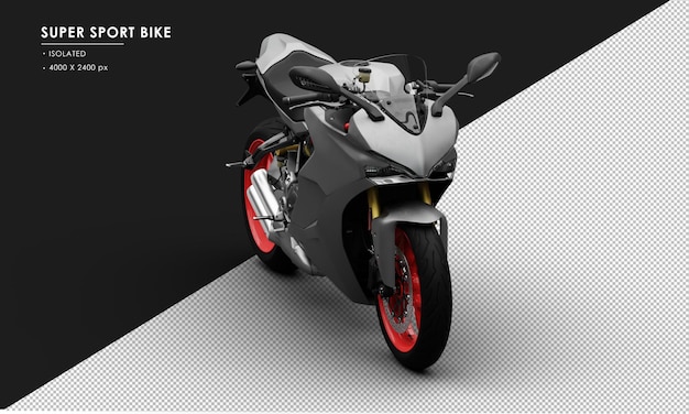 Isolated Metal Titanium Grey Super Sport Bike from Right Front Angle View