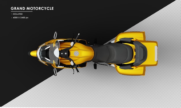 Isolated Metal Yellow Grand Motorcycle from Top View