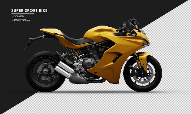 Isolated Metal Yellow Super Sport Bike from Right Side View