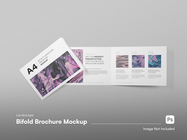 Isolated Mockup of a Landscape Bifold A4 Brochure