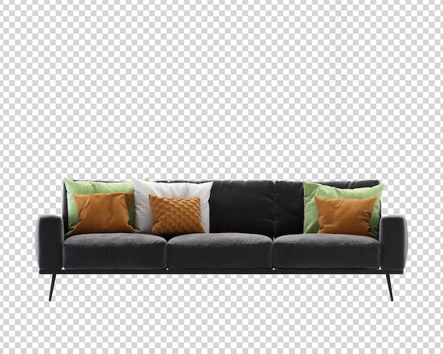 Isolated modern sofa in 3d rendering