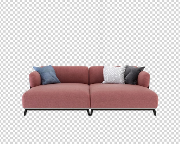 Isolated modern sofa in 3d rendering