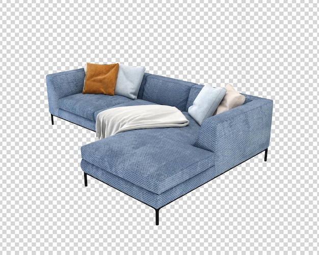 Isolated modern sofa in 3d rendering