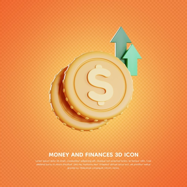 Isolated money and finances 3d icon 3d rendering